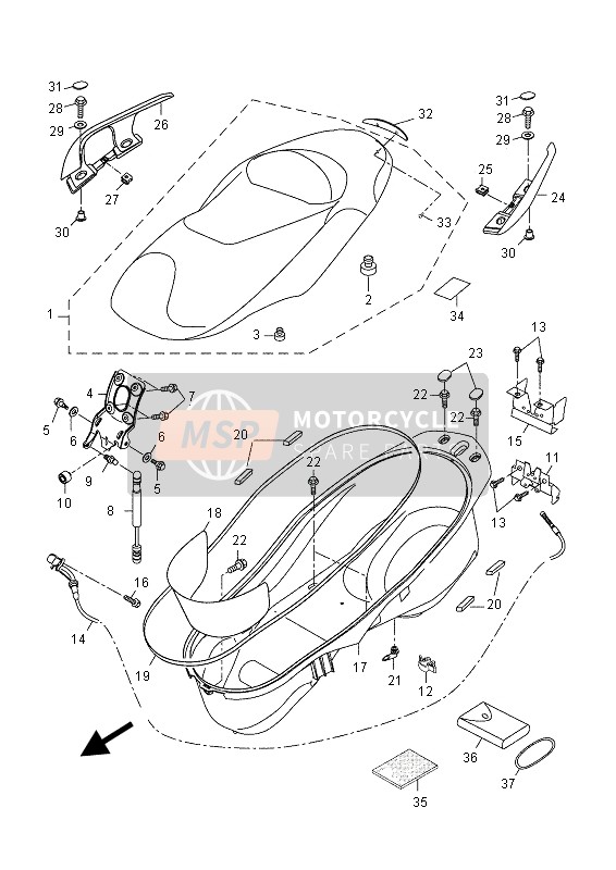 Yamaha YP125R (MBL2) 2015 Seat for a 2015 Yamaha YP125R (MBL2)